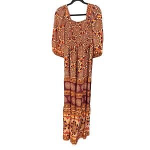 NWT Me 2 magic Bohemian Orange Patterned Maxi Dress, Women’s Large